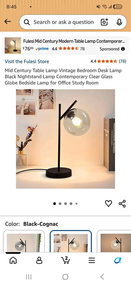 2 Mid Century Table Lamp Vintage Bedroom Desk Lamp