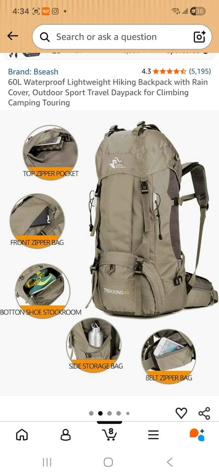 2 60L Waterproof Lightweight Hiking Backpacks - photo 5