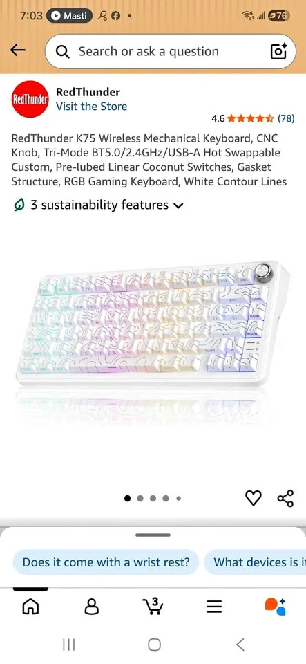 RedThunder K75 Wireless Mechanical Keyboard