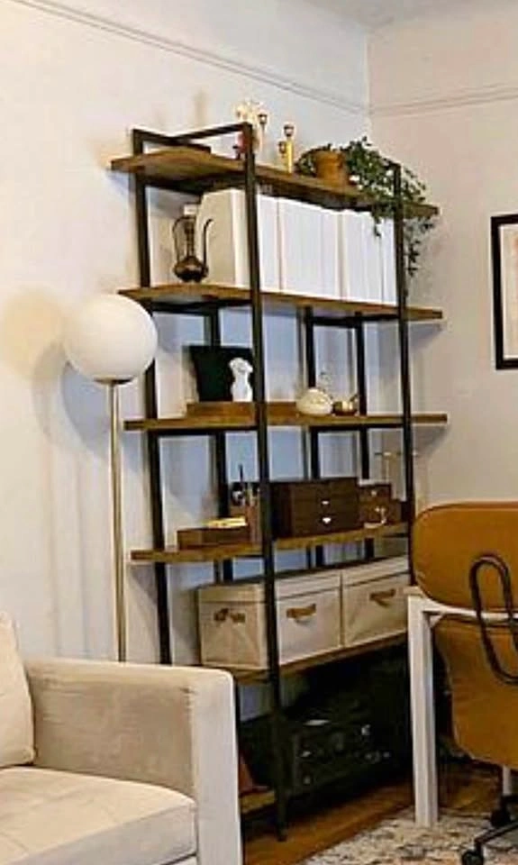 CAPHAUS 6-Tier Wood and Metal Bookshelf