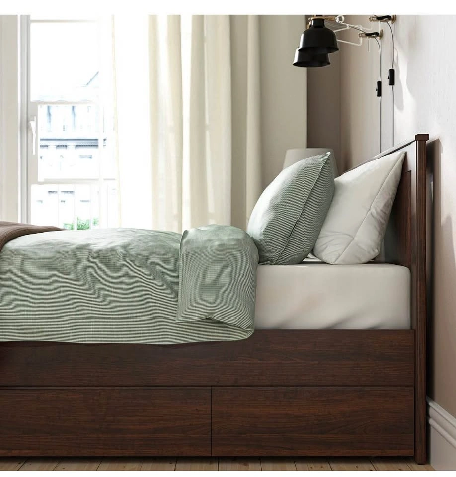 IKEA SONGESAND Queen Bed Frame with 4 Storage Boxes Brown - photo 2