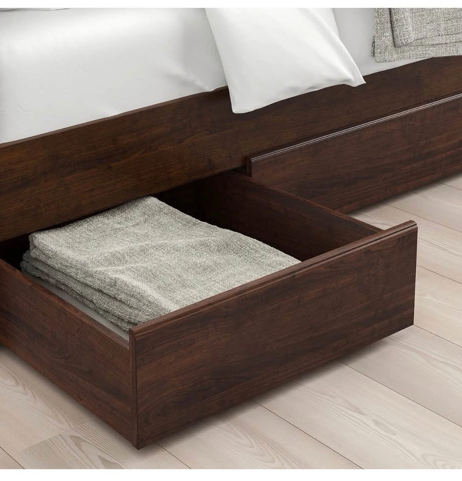 IKEA SONGESAND Queen Bed Frame with 4 Storage Boxes Brown - photo 3