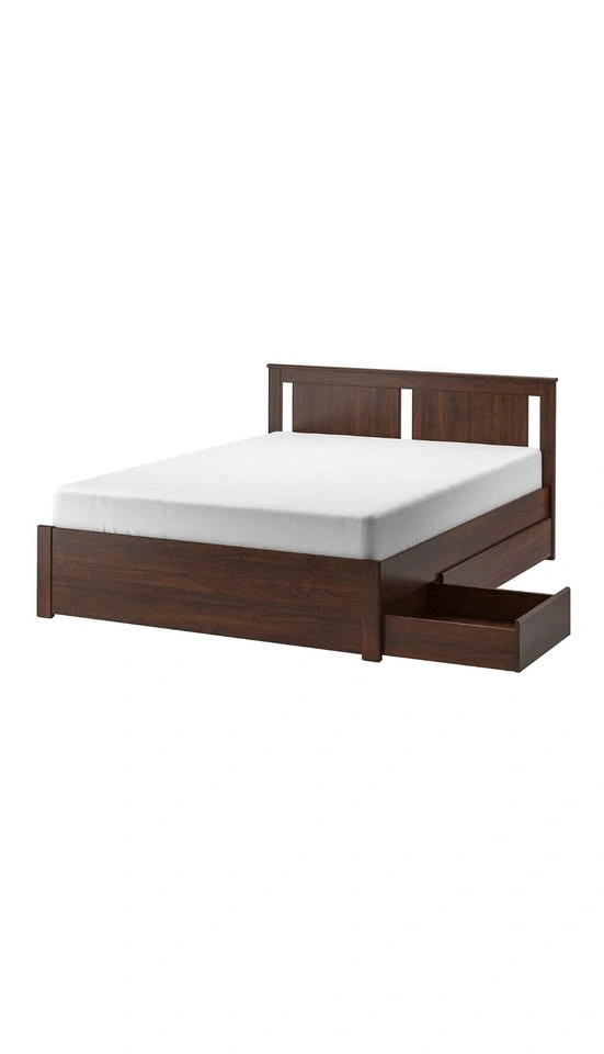 IKEA SONGESAND Queen Bed Frame with 4 Storage Boxes Brown - photo 5