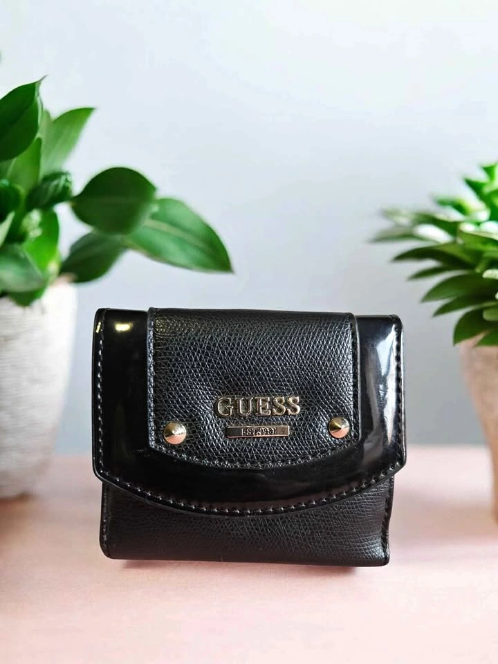 GUESS Black Leather Wallet Women’s Trifold Card Holder