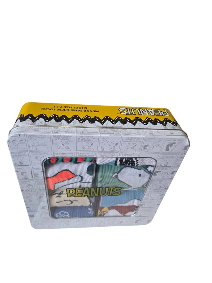 Peanuts Tin Box Sock Set Snoopy Charlie Brown Comic Strip Gift N - photo 2