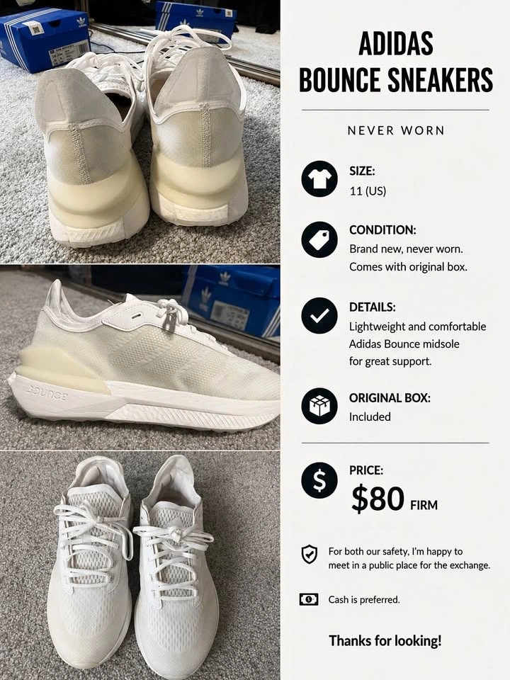 Adidas Bounce Sneakers – Men’s Size 11