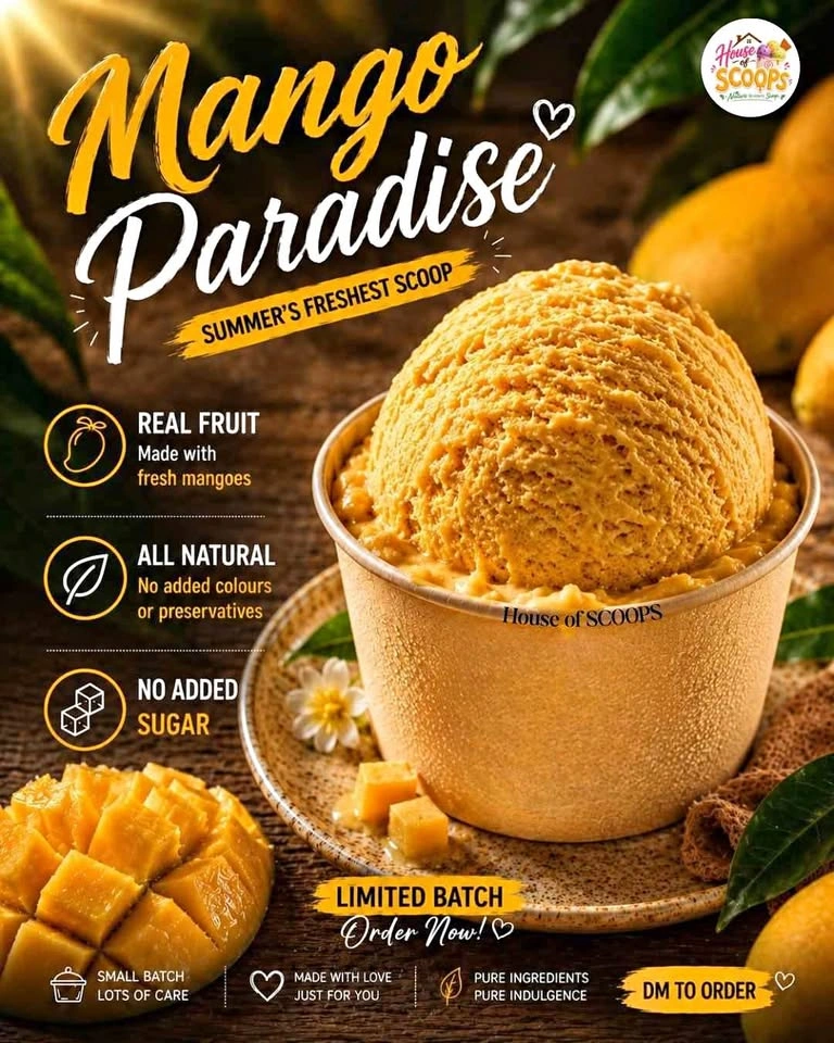Homemade Mango Ice Cream