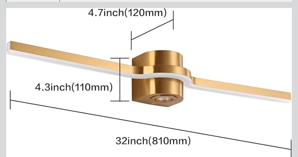 SOLFART 32” Modern LED Bathroom Vanity Light – Brushed Bronze - photo 4