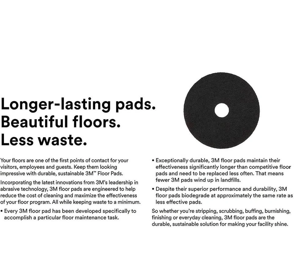 3M Black Stripper Pad 7200 – 20” Floor Machine Pads (5 Pack) - photo 2