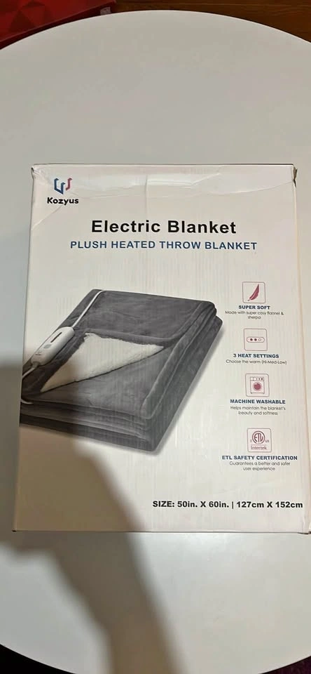 Electric Heated Throw Blanket – 50”x60” (Grey)