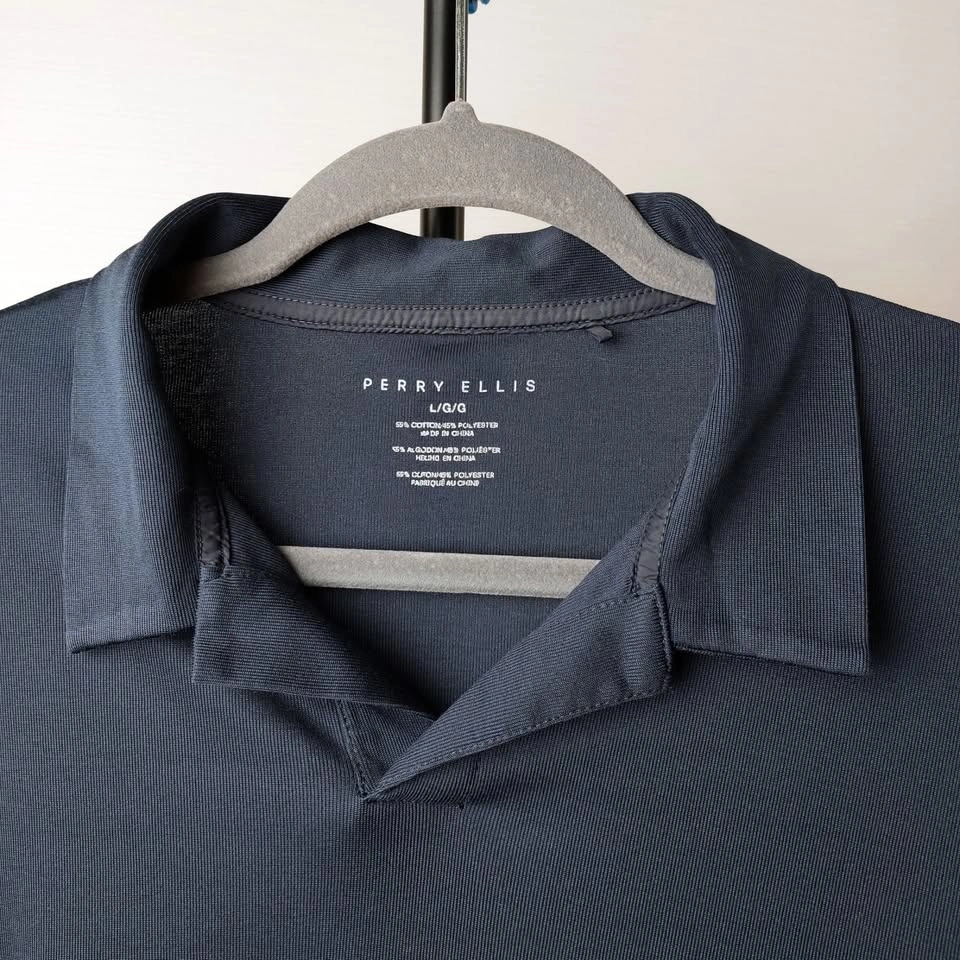 Perry Ellis Johnny Collar Polo Shirt Slate Blue Size L - photo 2