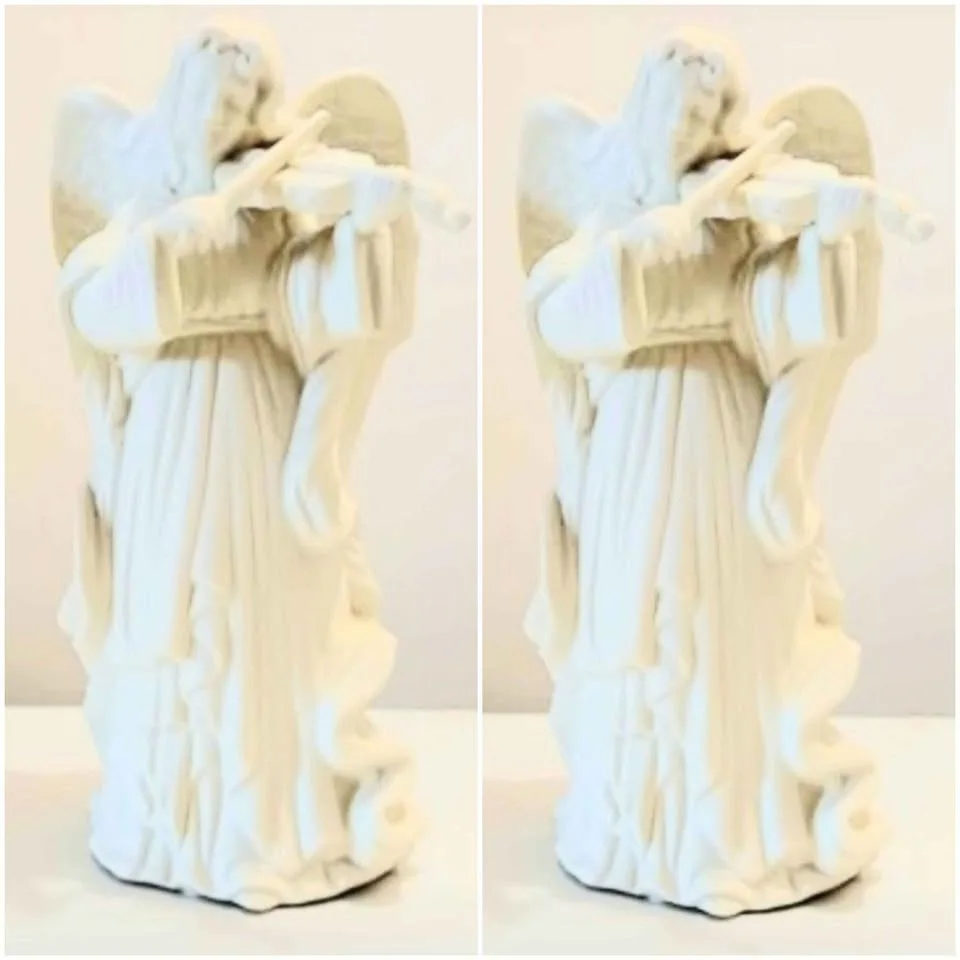 Pair of Porcelain Partylite Angel Figurine Candle Holders thumbnail
