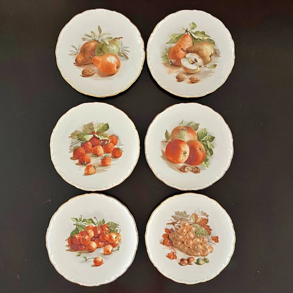 Set of 6 Bavaria Schumann Arzberg Plates Fruit Motifs