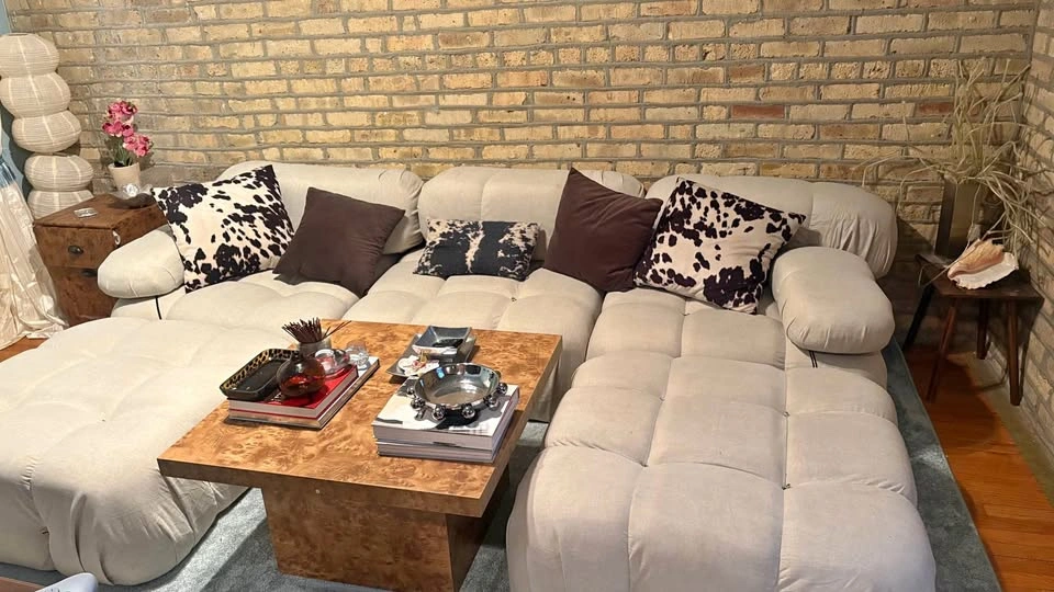 Cream Mario Bellini-Inspired 5-Piece Modular Sofa + Ottoman - photo 5
