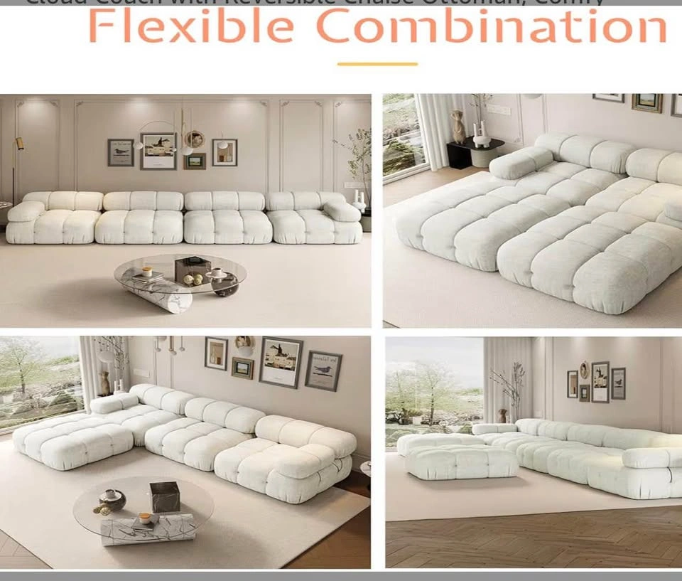 Cream Mario Bellini-Inspired 5-Piece Modular Sofa + Ottoman - photo 2