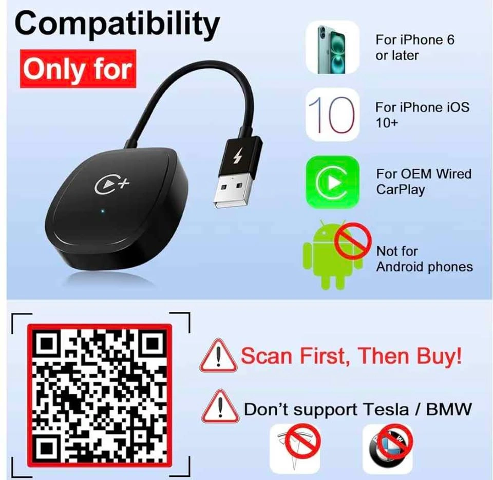 Wireless CarPlay Adapter for Factory Wired CarPlay Cars - photo 4