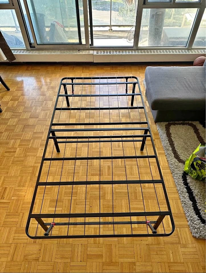 Foldable Twin Metal Bed Frame - Single Size Steel Support