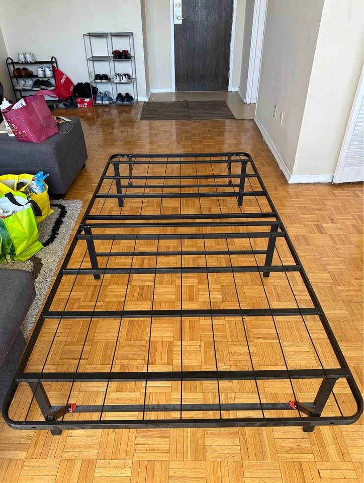 Foldable Twin Metal Bed Frame - Single Size Steel Support - photo 4