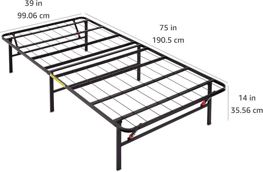 Foldable Twin Metal Bed Frame - Single Size Steel Support - photo 5