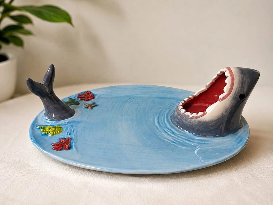Handmade Shark Ceramic Serving Platter