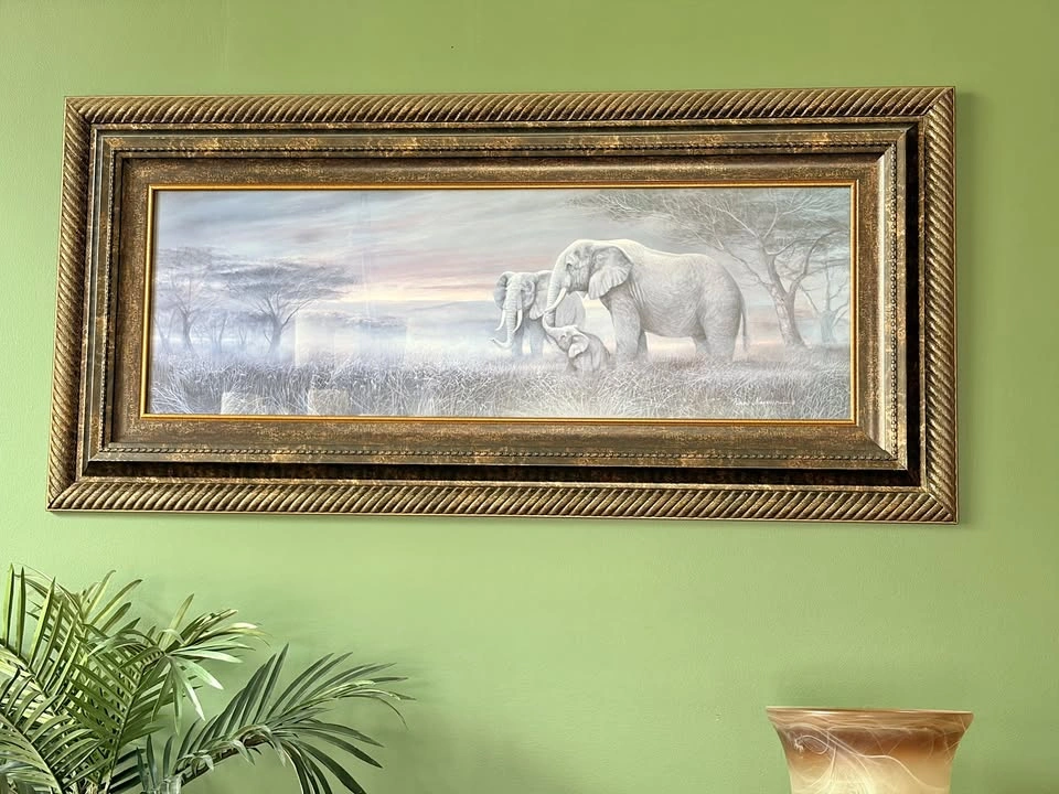 Framed Elephant Wall Art — 46" x 22"