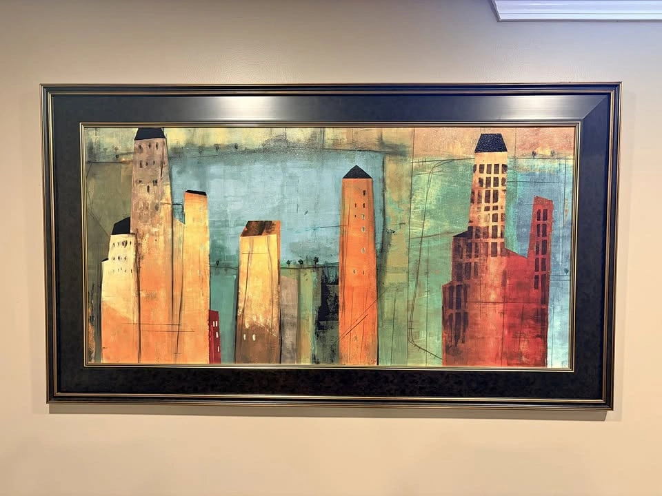 Large Framed Cityscape Wall Art — 55" x 31"