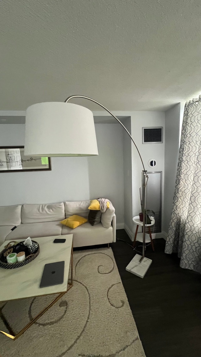 Arc Floor Lamp with Marble Base White Drum Shade