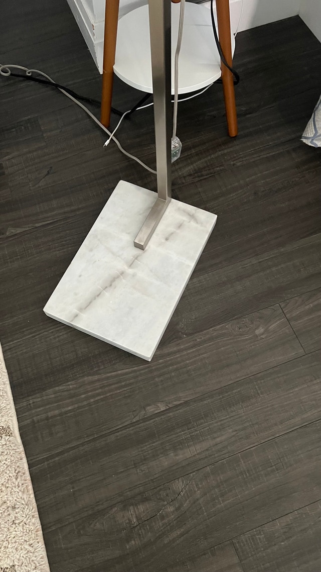 Arc Floor Lamp with Marble Base White Drum Shade - photo 4