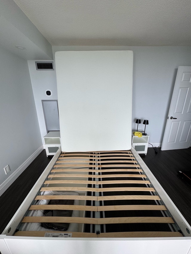 IKEA Bed Frame, Mattress, Side Tables & Lamps - photo 4