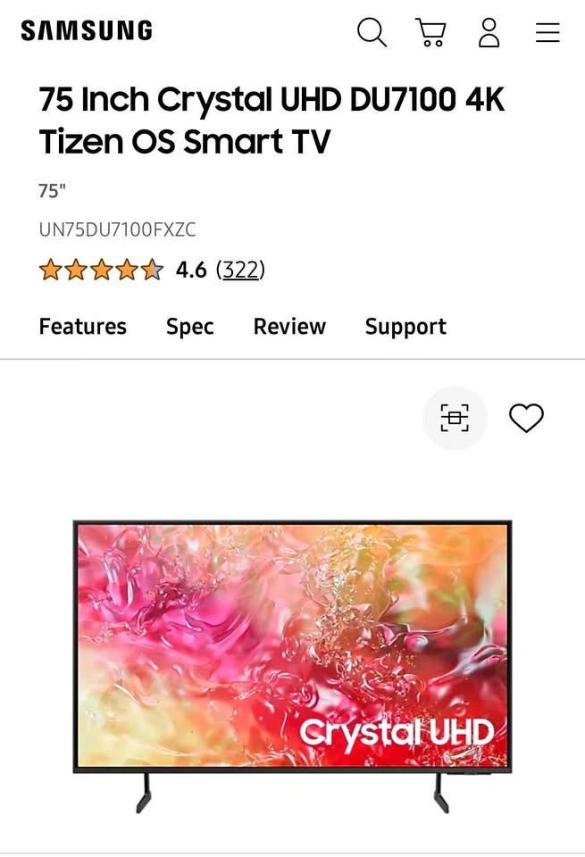 Samsung 75” 4K Smart TV – $699 OBO