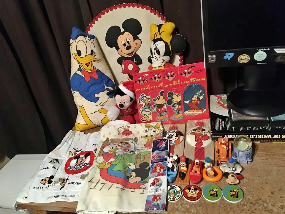 Disney Collectibles Lot: Toys, Pins, Thimble, Snow Globes