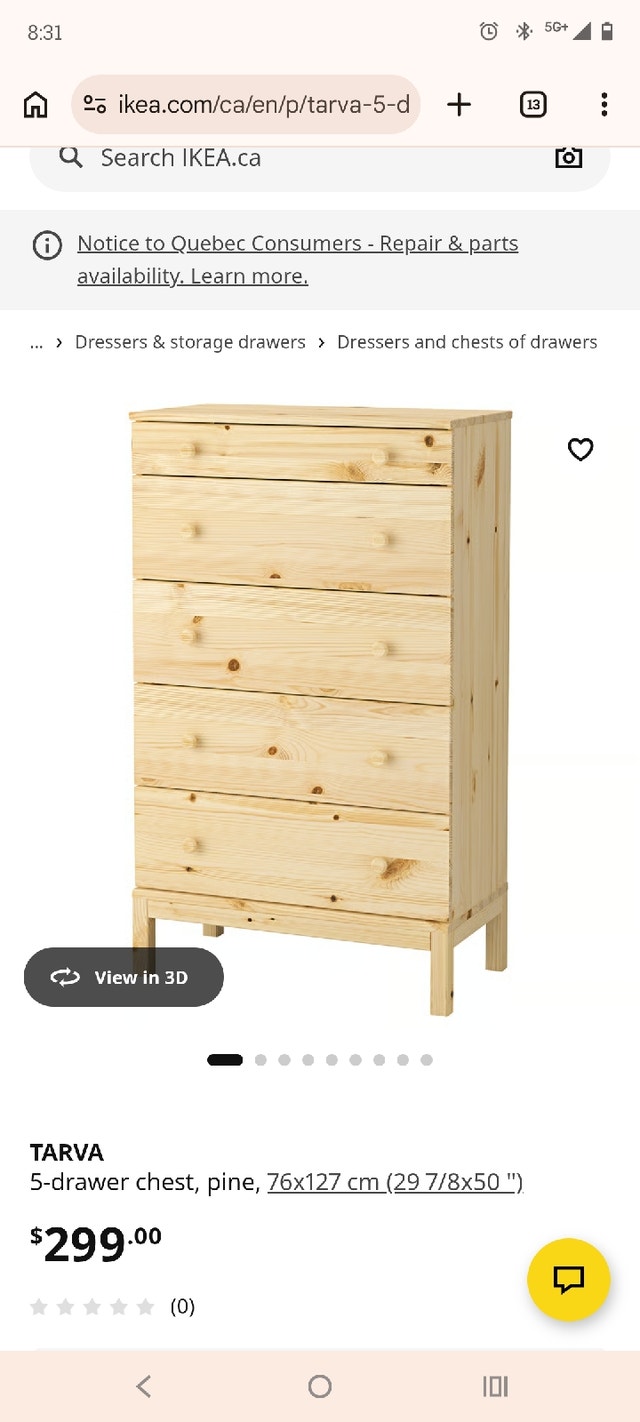 Ikea Tarva 5 drawer chest / dresser - good condition - photo 2