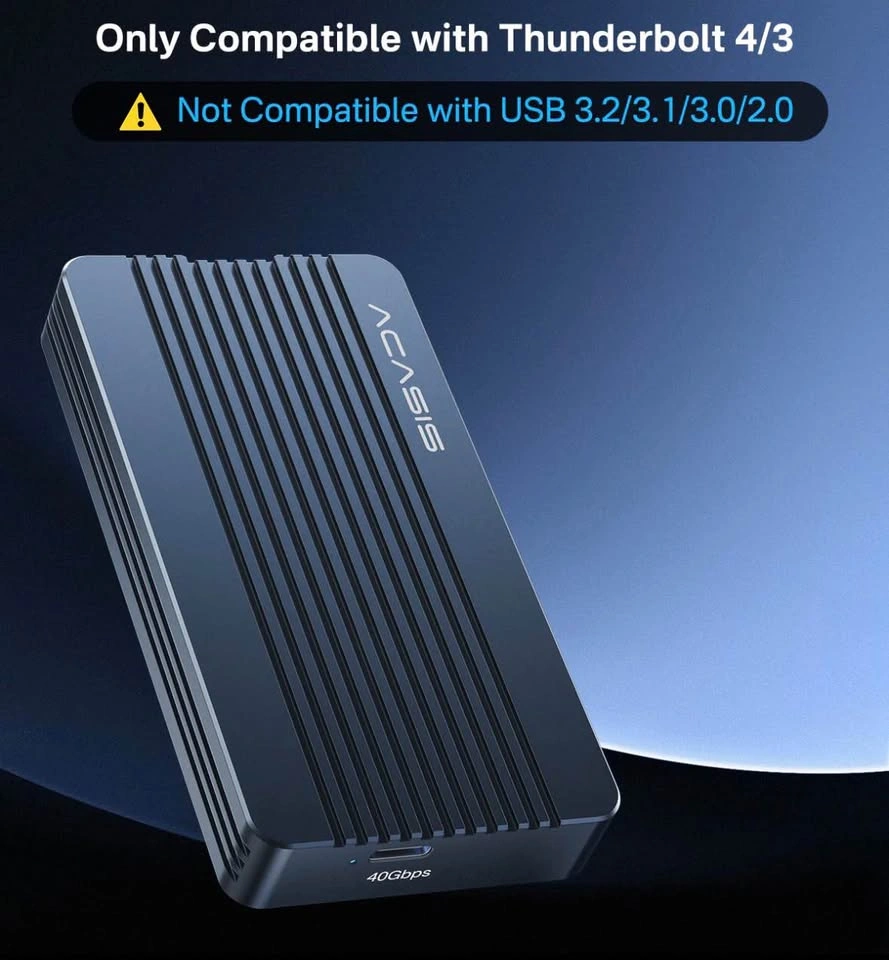 Acasis 40Gbps M.2 NVMe SSD Enclosure Thunderbolt 4/3 - photo 2