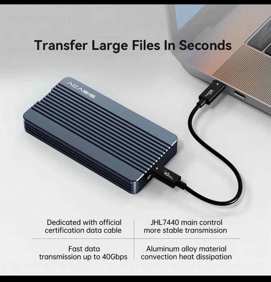 Acasis 40Gbps M.2 NVMe SSD Enclosure Thunderbolt 4/3 - photo 3