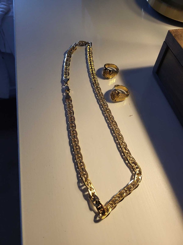 Gold Plated Necklace Chain & Rings