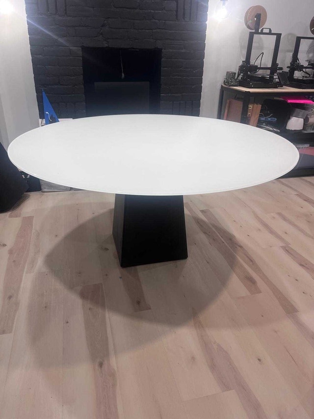 Tempered Glass Top Round Dining Table