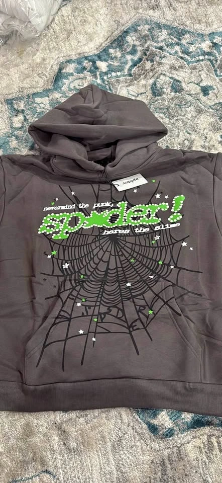sp5der Grey Spiderweb Graphic Hoodie