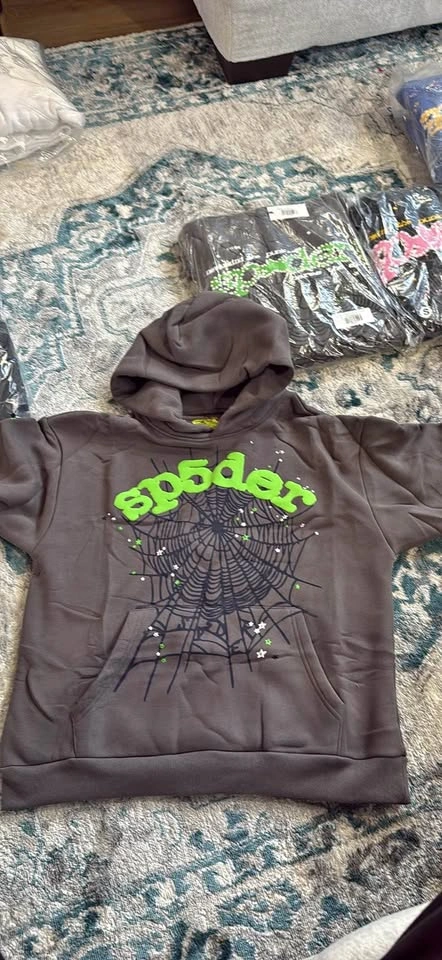 Sp5der Grey Spiderweb Hoodie