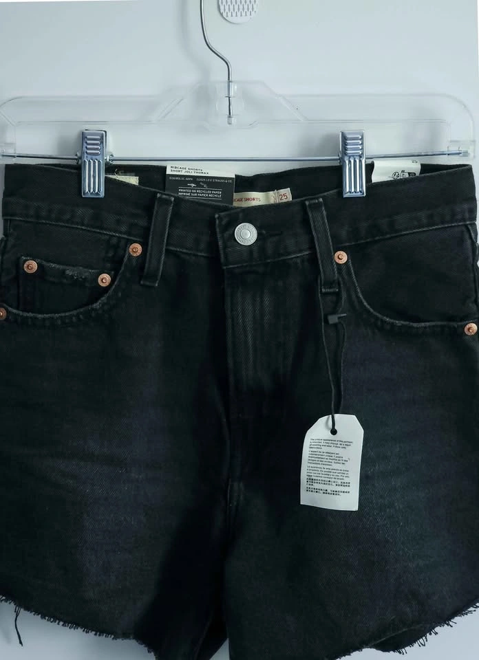 NWT Levi's Ribcage Shorts - Black (Size 25) - photo 2