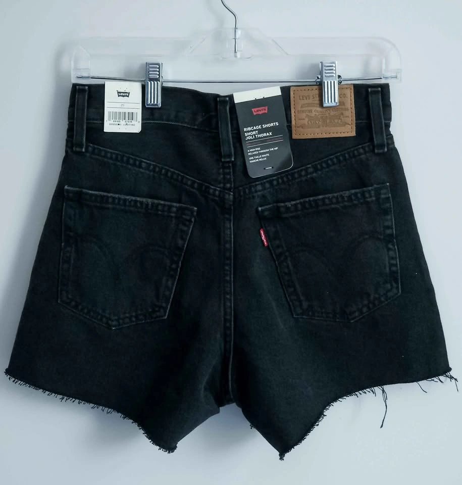 NWT Levi's Ribcage Shorts - Black (Size 25) - photo 4