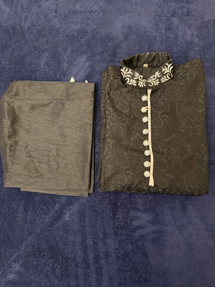 Black Punjabi / Kurta Set (with Pants) - photo 5