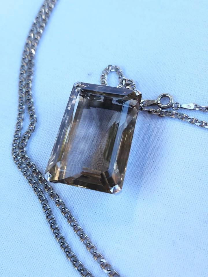 Huge Smoke Quartz Pendant set in Sterling Silver
