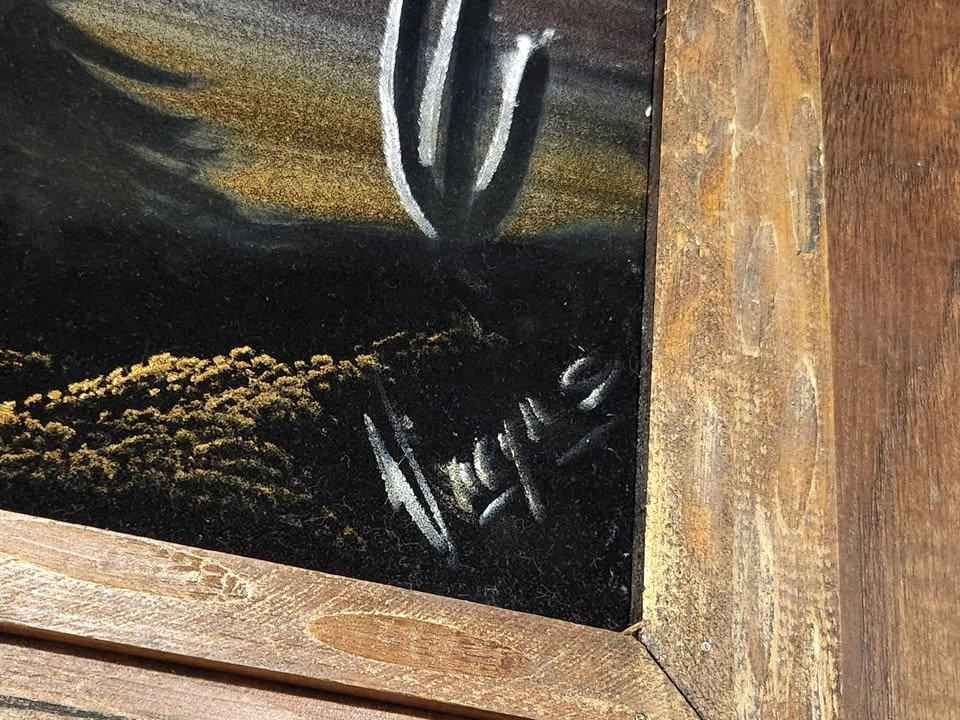Vintage Signed Western Theme Velvet Paintings, Large - photo 4
