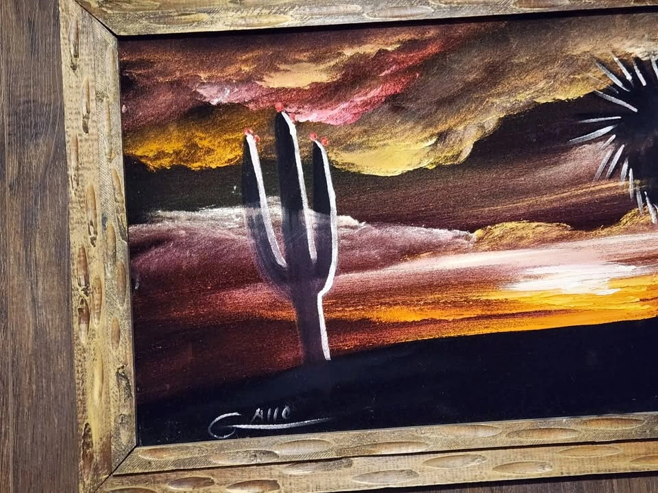 Vintage Signed Western Theme Velvet Paintings, Large - photo 5