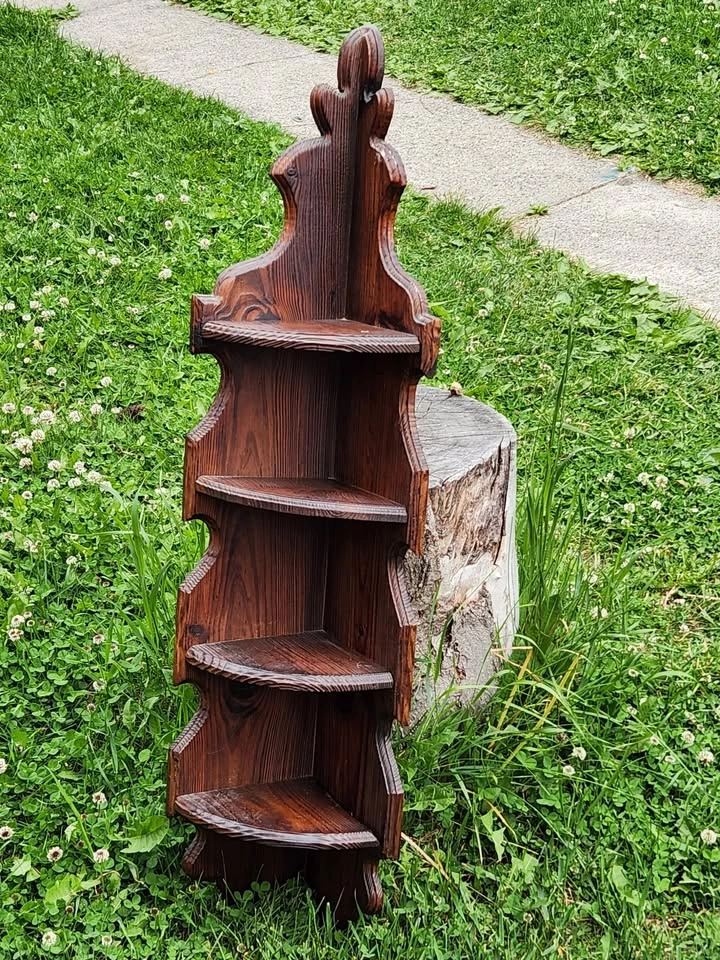 Solid Wood 4-tier Corner Shelf