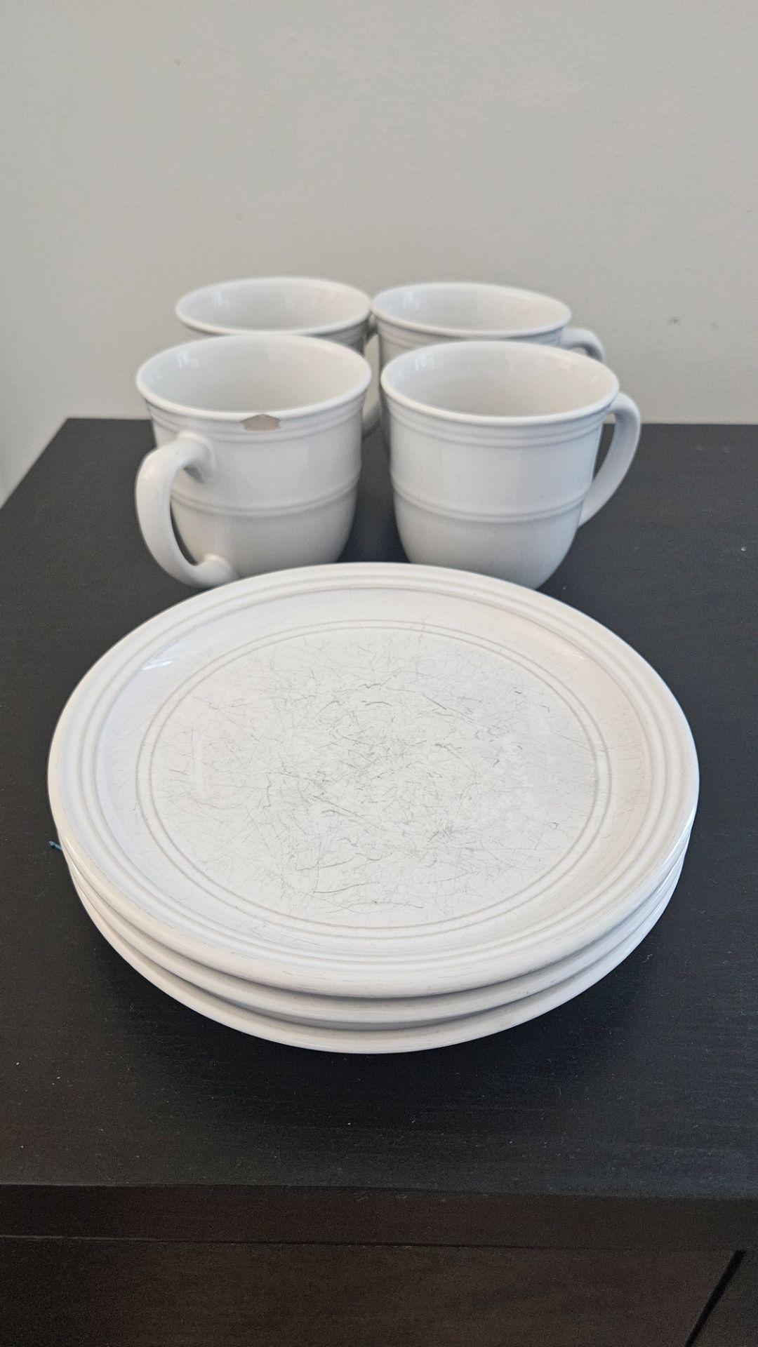 Matching mugs and plates