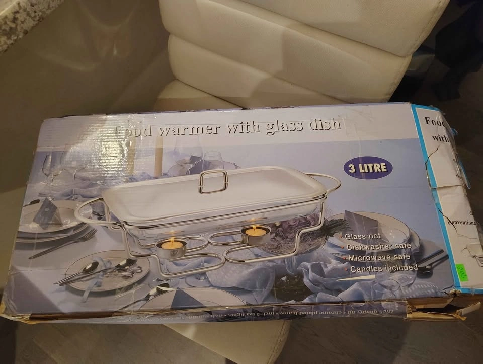 Brand New 3L Glass Chafing Dish / Food Warmer Set - photo 3