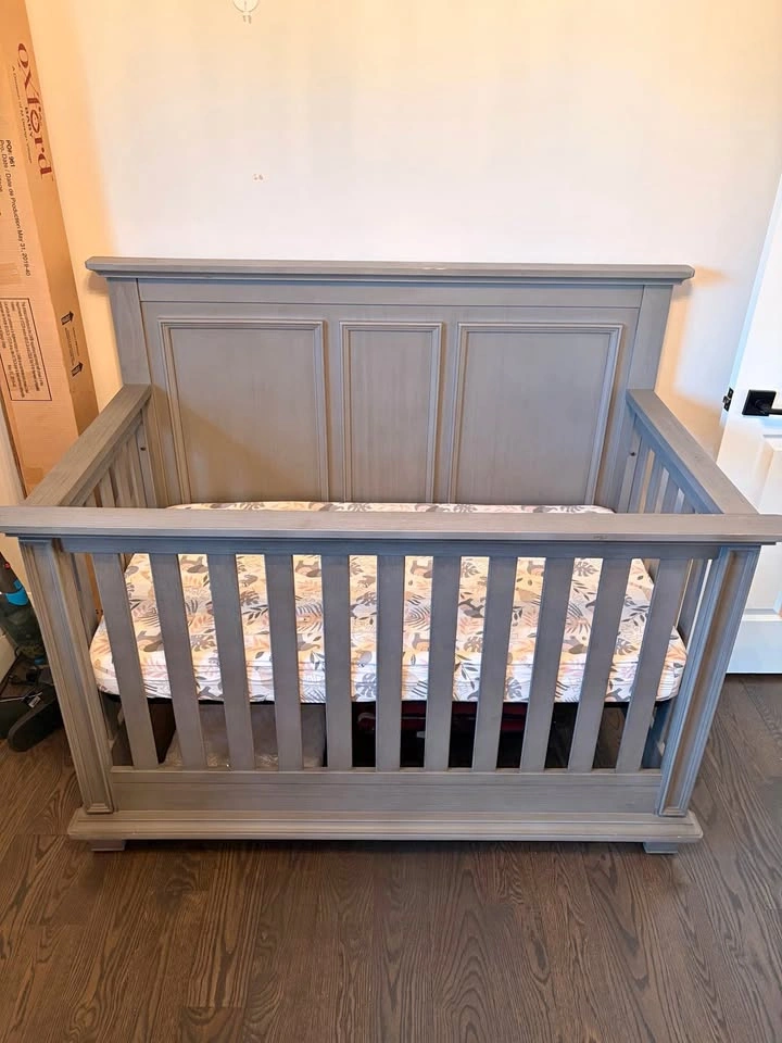 Solid Wood Convertible Crib + 6-Drawer Dresser + Mattress