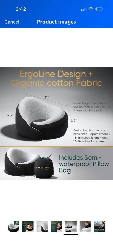 New Adult Travel Neck Pillow - Black - photo 2