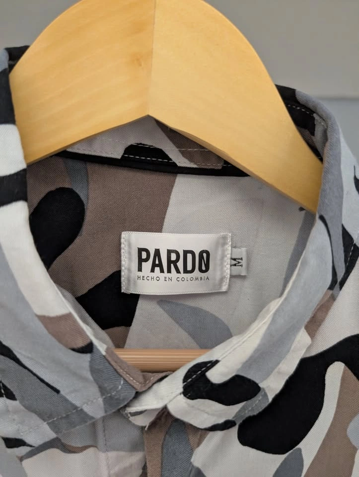 Pardo Men's Floral Short Sleeve button-down shirt (Brown-White) - photo 2